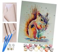 ToeTs Peinture par Numéro Adultes écureuil animal aquarelle avec Pinceaux et Acryliques Bricolage Peintures Kits pour Enfants Seniors Débutant, pour la Décoration Intérieure Maison