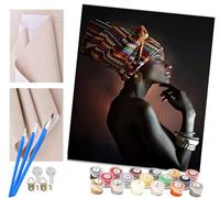 ToeTs Peinture par Numéro Adultes femme africaine noire, belle fille avec Pinceaux et Acryliques Bricolage Peintures Kits pour Enfants Seniors Débutant, pour la Décoration Intérieure Maison