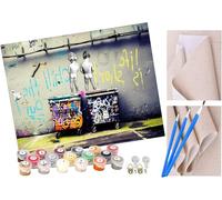 ToeTs Peinture par Numéro Adultes Street graffiti art drôle petit garçon avec Pinceaux et Acryliques Bricolage Peintures Kits pour Enfants Seniors Débutant, pour la Décoration Intérieure Maison