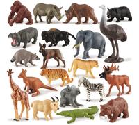 TOEY PLAY Animaux Sauvages Jungle Jouet, Figurines d'animaux Safari, Enfant Zoo Animaux Figurine avec Tigre Elephant Giraffe, Cadeaux pour 3+ Ans Garçons Filles