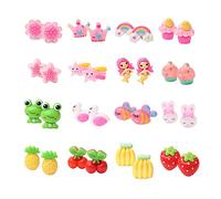 TOFBS 16 Paires Boucles d'oreilles Clips pour Filles et Femmes Fleur Star Arc-en-ciel Fraise Grenouille Couronner Boucles d'oreilles Clips Oreilles Non percées Princesse Bijoux Ensemble