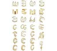 TOFBS 27 Pièces Manchettes Oreilles Minimalistes Géométriques Argent Boucles Nonpercées Cartilage Ajustables Femme