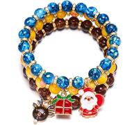 TOFBS 3 Pcs Bracelets de Noël pour Femme Ensemble de Bracelet en Perles pour Filles Pendentif Bracelets Christmas Bijoux #2