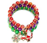 TOFBS 3 Pcs Bracelets de Noël pour Femme Ensemble de Bracelet en Perles pour Filles Pendentif Bracelets Christmas Bijoux #4