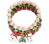 TOFBS 3 Pcs Bracelets de Noël pour Femme Ensemble de Bracelet en Perles pour Filles Pendentif Bracelets Christmas Bijoux #3