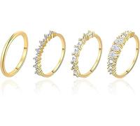 TOFBS 4 Pièces Ensemble Bagues Minimalistes Cristal Brillant Alliance Empilables Bijoux Élégants