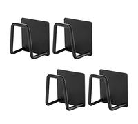 TOFBS 4 Pièces Porte Éponge Auto-Adhésif Évier Cuisine, Acier Inoxydable ÉTanche Porte-Éponge Crochets, Support Eponge pour Éponges Brosser Couvercle de la Marmite Torchon (Noir)