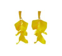 TOFBS Boucles d'Oreilles Femme Argent 925 Boucles d'Oreilles Longues Rose Pétales Pendantes Boucles d'Oreilles Vintage Bohème Fantaisie Déclaration Boucles d'oreilles Cadeau Pour Femmes Filles(Jaune)