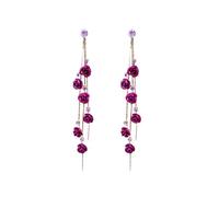 TOFBS Boucles d'Oreilles Femme Argent 925 Boucles d'oreilles Rose Pétale Longues Pendantes Boucles d'Oreilles avec Zircon Élégant Fantaisie Déclaration Cadeau Pour Femmes Filles Mariage(Violet)