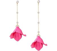 TOFBS Boucles d'Oreilles Femme Rose Acrylique Pétales en Perles Longues Pendantes Boucles d'Oreilles Vintage Bohème Fantaisie Déclaration Argent 925 Boucles d'oreilles Pour Femmes Filles Rose