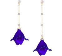 TOFBS Boucles d'Oreilles Femme Rose Acrylique Pétales en Perles Longues Pendantes Boucles d'Oreilles Vintage Bohème Fantaisie Déclaration Argent 925 Boucles d'oreilles Pour Femmes Filles bleu