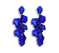 TOFBS Boucles d'Oreilles Femme Rose Pétales Vintage Exagérée Fleur Élégant Déclaration Pendantes (Bleu/Long)