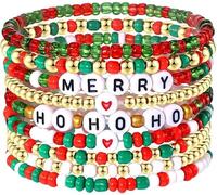 TOFBS Bracelet Femme Perles Colorées Noël Bijoux Fantaisie Cadeau Anniversaire Femme Ensemble Bracelet Brésilien Mode Accessoire Fête des Mères et Cadeau Maman