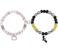 TOFBS Bracelet Perles Élastique Masque Pendentif Cœur Charm Bijoux Couple Amitié Amour Symbole