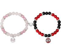TOFBS Bracelet Perles Élastique Masque Pendentif Cœur Charm Bijoux Couple Amitié Amour Symbole