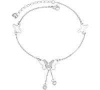 TOFBS Chaîne Cheville Papillon Élégant Argent Brillant Bijou Féminin Charme Délicat Cristal Pendentif Ajustable Accessoire Été