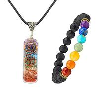TOFBS Chakra Cristal Pendentif Collier & Chakra Pierres Bracelet Bijoux Set pour Femme Homme, Reiki Guérison Collier Pierre Naturelle Bracelet Pour Energie Protetion Yoga Méditation Équilibrage