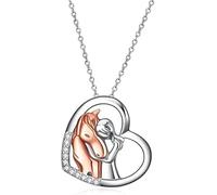 TOFBS Collier Femme Licorne et Fille en Alliages Bijoux Fantaisie Cadeau Anniversaire pour Femme et Fille(Or rose)