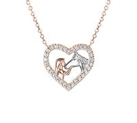 TOFBS Collier Fille et Cheval pour Femme et Fille Argent Coeur Pendentif Collier Cheval et Fille Chaîne Bijoux Cadeaux de Cheval (#3)