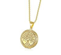 TOFBS Collier Photo Rond Femme Homme Médaillon Pendentif Médaille Gravure Personnalisée Acier Inoxydable Porte Photo Chaîne Bijoux Fille Cadeau Parfait (Doré*Arbre de vie)