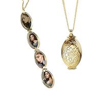 TOFBS Collier Photo Rond Femme Homme Médaillon Pendentif Médaille Gravure Personnalisée Laiton Porte Photo Chaîne Bijoux Fille Cadeau Parfait (Doré*4 Photo)