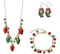 TOFBS Ensemble Bijoux Femme Noël Boucles d'Oreilles Collier Bracelet Bijoux Alliages Femme Cadeau Anniversaire Femme Bijoux Festifs pour Soirées