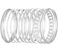 TOFBS Ensemble Bracelets Joncs Variés Chaîne Maille Texturés Classiques Élégants Minimalistes Argentés