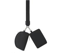 TOFBS Ensemble Portemonnaie Compact Pochette Zippée Attache Lanière Rangement Cartes Clés Accessoire Quotidien Minimaliste Noir