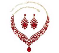 TOFBS Parure Bijoux Femme Collier Goutte Cristal Boucles D'oreilles Strass Brillant Mariage Cérémonie Élégant Luxueux