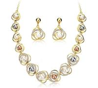TOFBS Parure Bijoux Femme Collier Perles Goutte Cristal Boucles D'oreilles Pendantes Élégant Mariage Bijouterie Luxe Accessoire