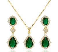 TOFBS Parure Bijoux Goutte Zircon Collier Boucles D'oreilles Pendantes Ensemble Cristal Brillant Accessoires Élégants Femme