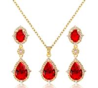 TOFBS Parure Bijoux Goutte Zircon Collier Boucles D'oreilles Pendantes Ensemble Cristal Brillant Accessoires Élégants Femme