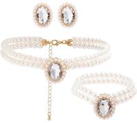 TOFBS Parure Bijoux Ovale Cristal Émeraude Collier Bracelet Boucles D'oreilles Perles Élégantes Ensemble Luxueux Femme