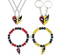 TOFBS Parure de Bijoux Deadpool Wolverine Collier Amitié Magnétiques Correspondant Pendentif Bracelet Porte nsemble Cadeau pour Hommes Femmes