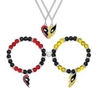TOFBS Parure de Bijoux Deadpool Wolverine Collier Amitié Magnétiques Correspondant Pendentif Bracelet Ensemble Cadeau pour Hommes Femmes
