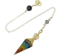 TOFBS Pendule Radiesthésie Pyramide Cristal 7 Chakras Quartz Naturel Chaîne Métal Vintage Méditation Lithothérapie