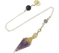 TOFBS Pendule Radiesthésie Pyramide Cristal 7 Chakras Quartz Naturel Chaîne Métal Vintage Méditation Lithothérapie