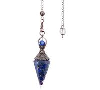 TOFBS Pendule Radiesthésie Pyramide Cristal 7 Chakras Quartz Naturel Chaîne Métal Vintage Méditation Lithothérapie