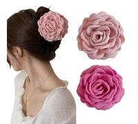 TOFBS Pince Cheveux 2 Pcs Fleur Pince Griffes Colorée Maintien Fort Grandes Antidérapantes Élégantes Accessoires pour Femmes Filles（Rose + rose racine de lotus）