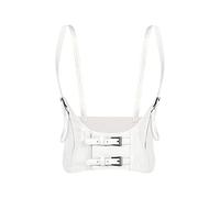 TOFBS Punk Cuir Corset Corps Poitrine Chaîne Sexy Goth Gilet Réglable Bijoux de Corps pour Femmes Filles Cosplay Party Rave Halloween Costume (Blanc)
