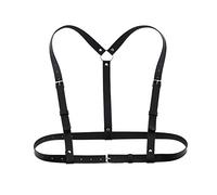 TOFBS Punk Taille Harnais Ceinture en Cuir Corps Poitrine Chaîne Noir Goth Gilet Ceinture Réglable Bijoux de Corps pour Femmes Filles Cosplay Party Rave Halloween Costume (#4)