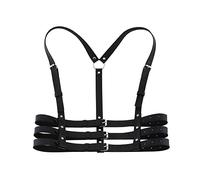 TOFBS Punk Taille Harnais Ceinture en Cuir Corps Poitrine Chaîne Noir Goth Gilet Ceinture Réglable Bijoux de Corps pour Femmes Filles Cosplay Party Rave Halloween Costume (#5)