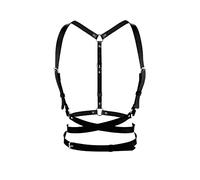 TOFBS Punk Taille Harnais Ceinture en Cuir Corps Poitrine Chaîne Noir Goth Gilet Ceinture Réglable Bijoux de Corps pour Femmes Filles Cosplay Party Rave Halloween Costume (#2)