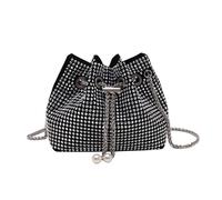 TOFBS Sac de Soirée Brillant Pochette En Strass Chaîne de Nouage Mini Bandoulière Sac a Main Élégant Portefeuille pour Femme Soirée Mariage Bal de Fin D'année argent