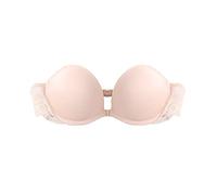 TOFBS Soutien Gorge Bandeau sans Bretelles pour Femme Fille Brassière Boucle Avant Sexy Dentelle Dos Nu Bralette Invisible Push Up Soutien-Gorge avec Armature et Rembourré (Beige,XL)