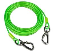 Tofeer Câble d'arrimage pour chien vert de 3 m - Chemin robuste avec crochet pivotant et ressort amortisseur, traction de 226,8 kg pour animaux de compagnie de petite et moyenne taille