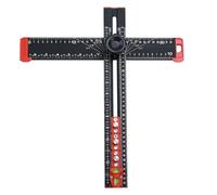 Tofelf Règle de positionnement de foret 4 en 1 en alliage d'aluminium, règle T carrée multifonctionnelle pour l'installation de poignées de poignées sur les portes ou les tiroirs, 35 cm