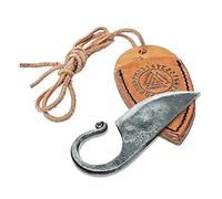 Toferner Couteau à lame fixe de Couteau en acier Celtic - forgé à la main & à l’aspect antique - Lame pointue ultra-tranchante - Design antique élégant - Étui en cuir authentique inclus (Marron)