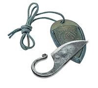 Toferner Couteau à lame fixe de Couteau en acier Celtic - forgé à la main & à l’aspect antique - Lame pointue ultra-tranchante - Design antique élégant - Étui en cuir authentique inclus (Vert)