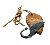 Toferner Couteau à lame fixe de Couteau en acier Celtic - forgé à la main - Lame pointue ultra-tranchante - Étui en cuir authentique inclus